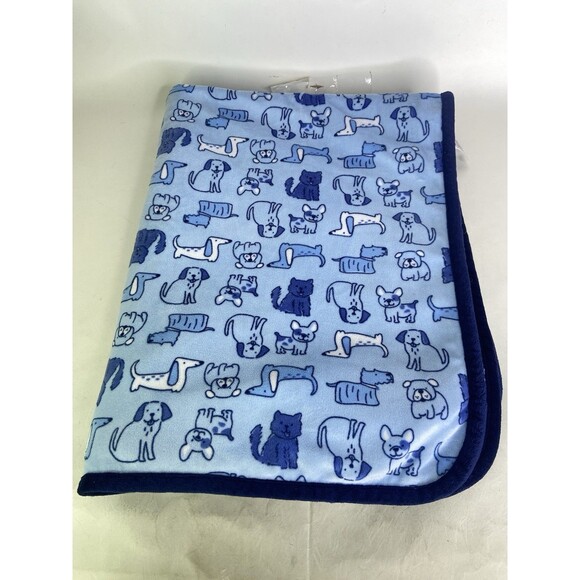 Gerber Plush Baby Blanket Multi Purpose Puppy Dogs Blue Security Lovey Sherpa - Picture 1 of 7